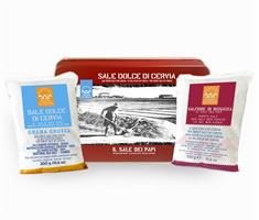 SCATOLA LATTA ROSSA CON SALE DOLCE DI CERVIA - GRANA GROSSO E MEDIO FINE-en
